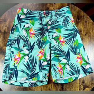 george | men’s tropical print swim trunks. Size: M (32-34)